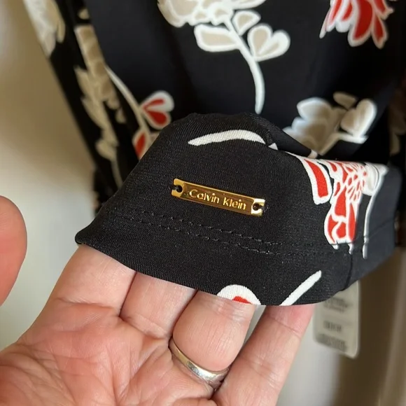 Calvin Klein floral black tank top sleeveless blouse, size XL womens - Picture 3 of 8